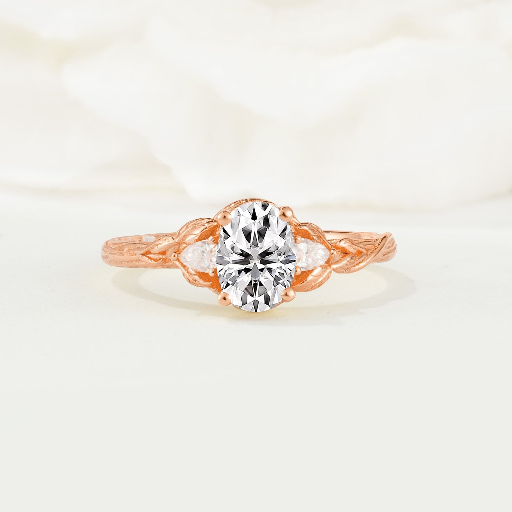 Nature Inspired Heart Cut Lab Diamond Bridal Ring Set - Additional view