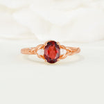 Nature Inspired Heart Cut Garnet Bridal Ring Set - Additional view