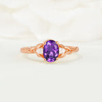 Nature Inspired Heart Cut Amethyst Bridal Ring Set - Additional view