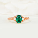 Nature Inspired Heart Cut Emerald Bridal Ring Set - Additional view