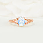 Nature Inspired Heart Cut Moonstone Bridal Ring Set - Additional view