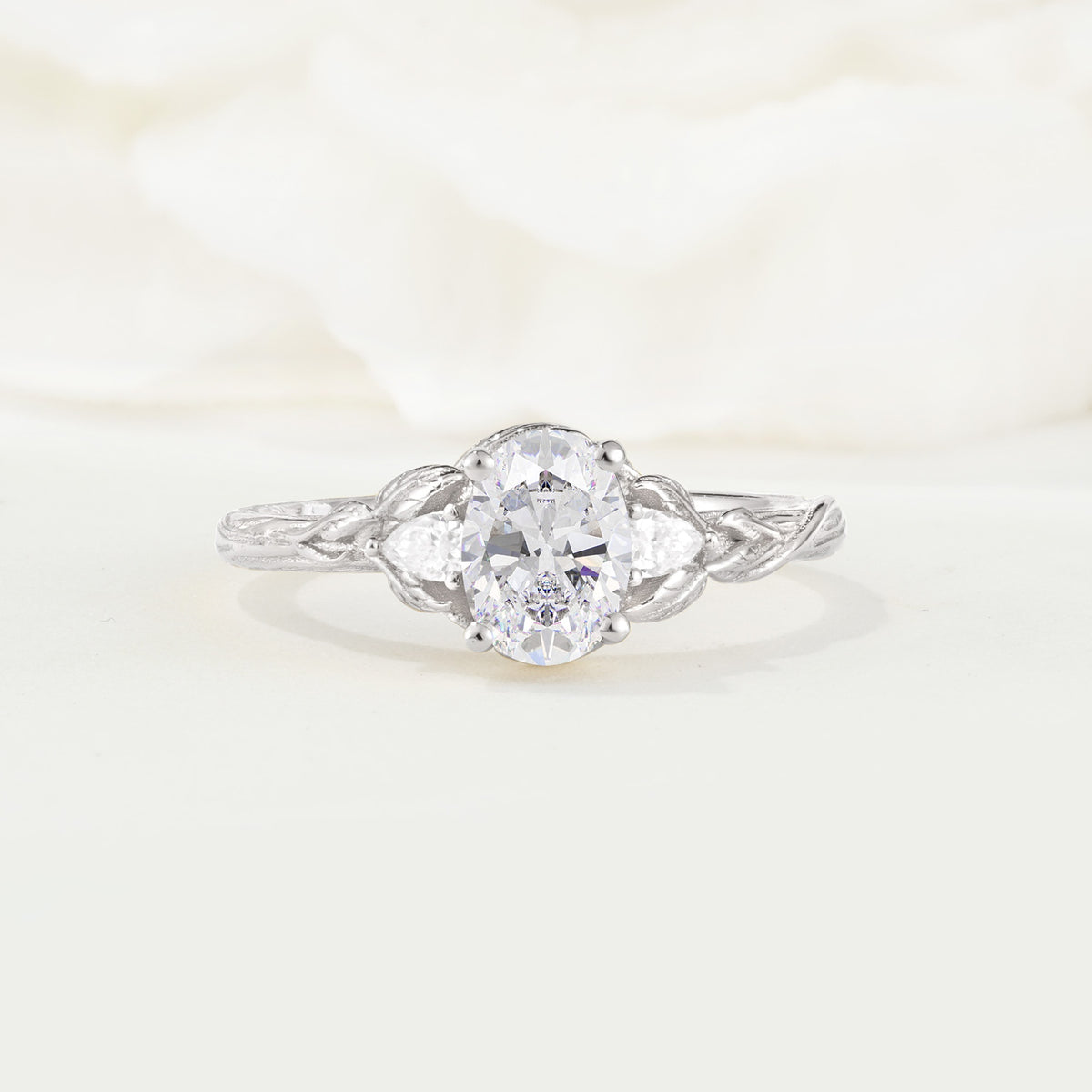 Nature Inspired Heart Cut Moissanite Bridal Ring Set - Additional view