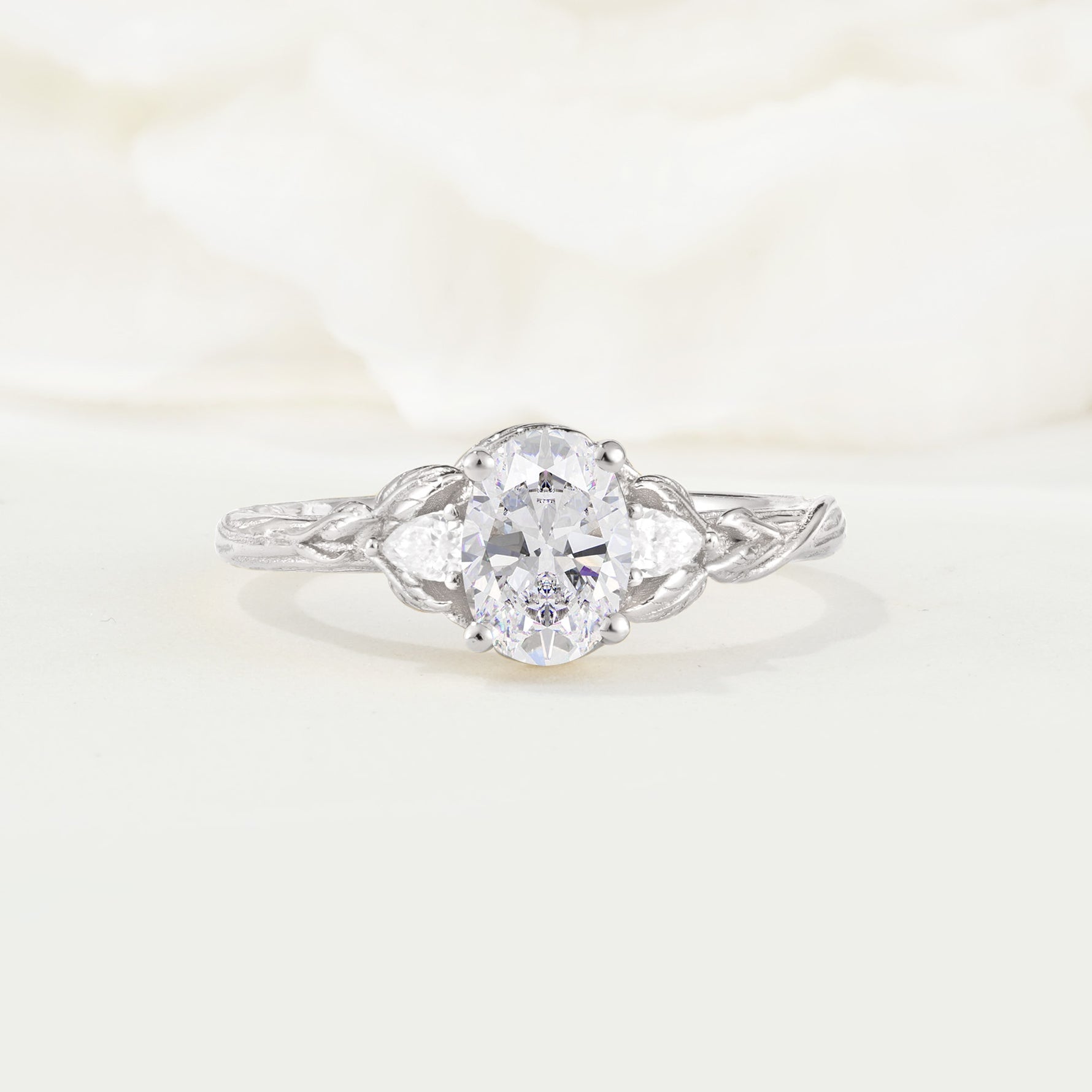 Nature Inspired Heart Cut Moissanite Bridal Ring Set - Additional view