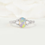 Nature Inspired Heart Cut Fire Opal Bridal Ring Set - Additional view