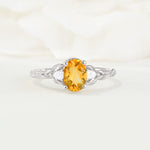 Nature Inspired Heart Cut Citrine Bridal Ring Set - Additional view