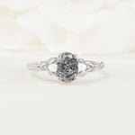 Nature Inspired Heart Cut Black Rutilated Quartz Bridal Ring Set - Additional view