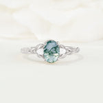 Nature Inspired Heart Cut Moss Agate Bridal Ring Set - Additional view
