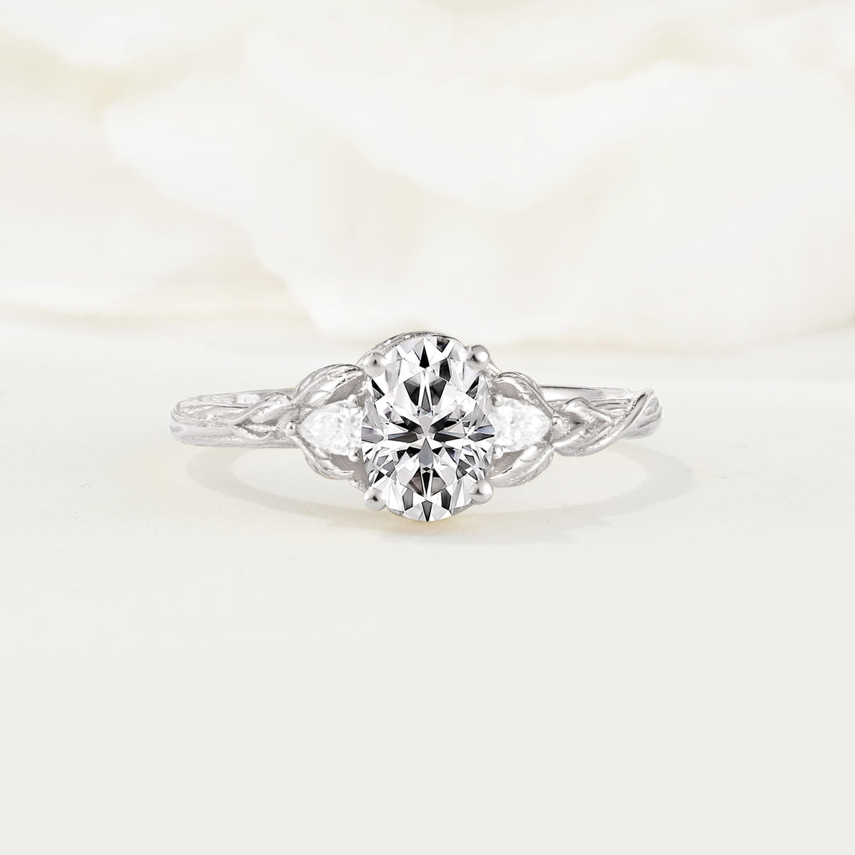Nature Inspired Heart Cut Lab Diamond Bridal Ring Set - Additional view