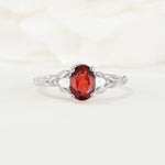 Nature Inspired Heart Cut Garnet Bridal Ring Set - Additional view