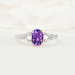 Nature Inspired Heart Cut Amethyst Bridal Ring Set - Additional view