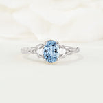 Nature Inspired Heart Cut Aquamarine Bridal Ring Set - Additional view