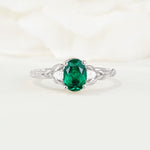 Nature Inspired Heart Cut Emerald Bridal Ring Set - Additional view