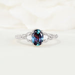 Nature Inspired Heart Cut Alexandrite Bridal Ring Set - Additional view