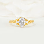 Nature Inspired Heart Cut Moissanite Bridal Ring Set - Additional view