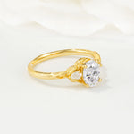 Nature Inspired Heart Cut Moissanite Bridal Ring Set - Additional view