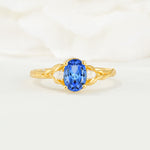 Nature Inspired Heart Cut Sapphire Bridal Ring Set - Additional view