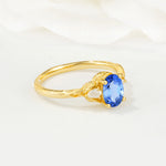 Nature Inspired Heart Cut Sapphire Bridal Ring Set - Additional view