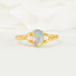 Nature Inspired Heart Cut Fire Opal Bridal Ring Set - Additional view