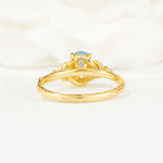Nature Inspired Heart Cut Fire Opal Bridal Ring Set - Additional view