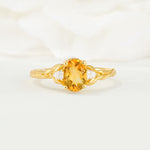 Nature Inspired Heart Cut Citrine Bridal Ring Set - Additional view