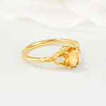 Nature Inspired Heart Cut Citrine Bridal Ring Set - Additional view