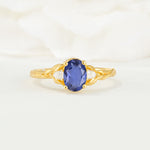 Nature Inspired Heart Cut Tanzanite Bridal Ring Set - Additional view