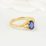Nature Inspired Heart Cut Tanzanite Bridal Ring Set - Additional view