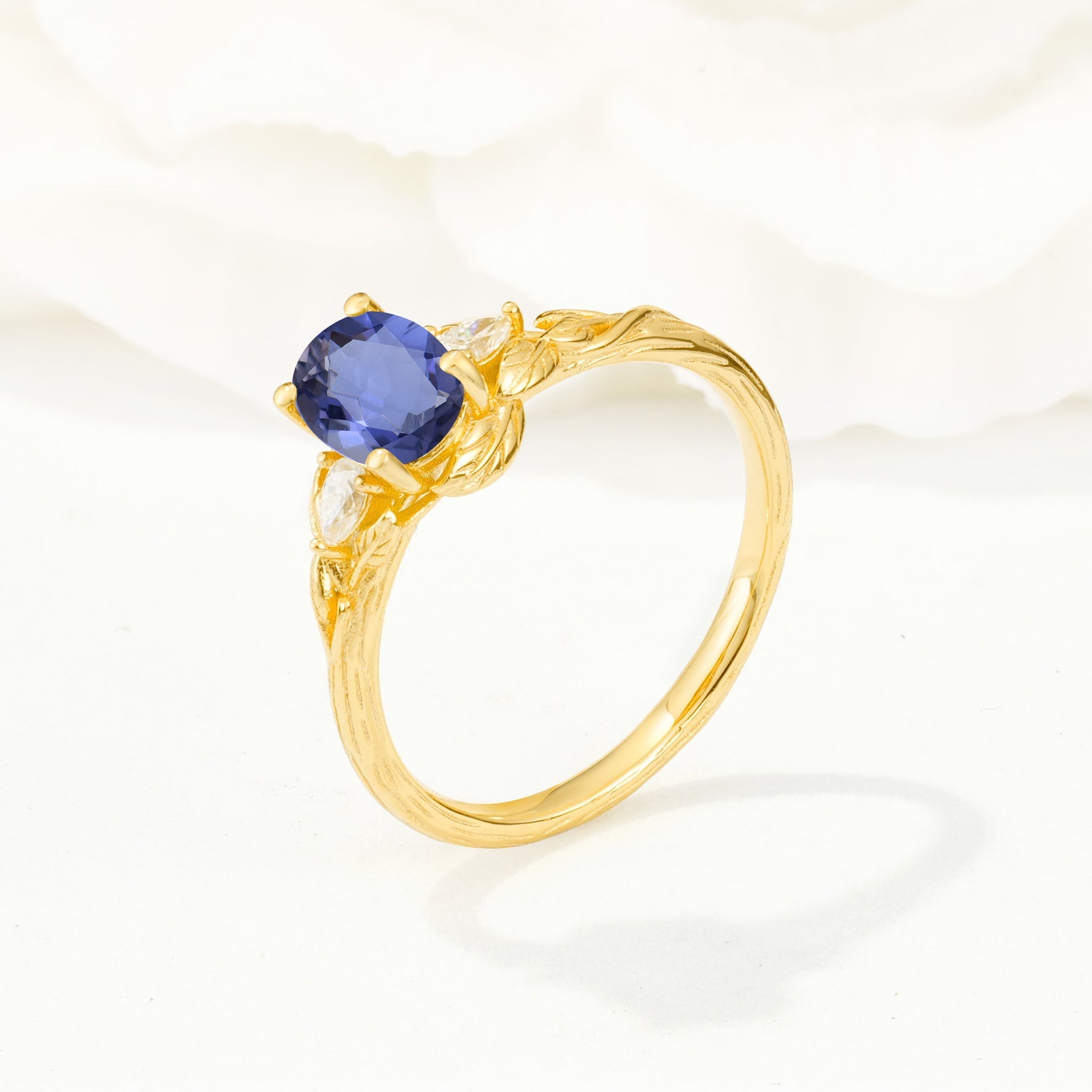 Nature Inspired Heart Cut Tanzanite Bridal Ring Set - Additional view