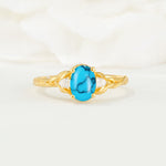 Nature Inspired Heart Cut Turquoise Bridal Ring Set - Additional view