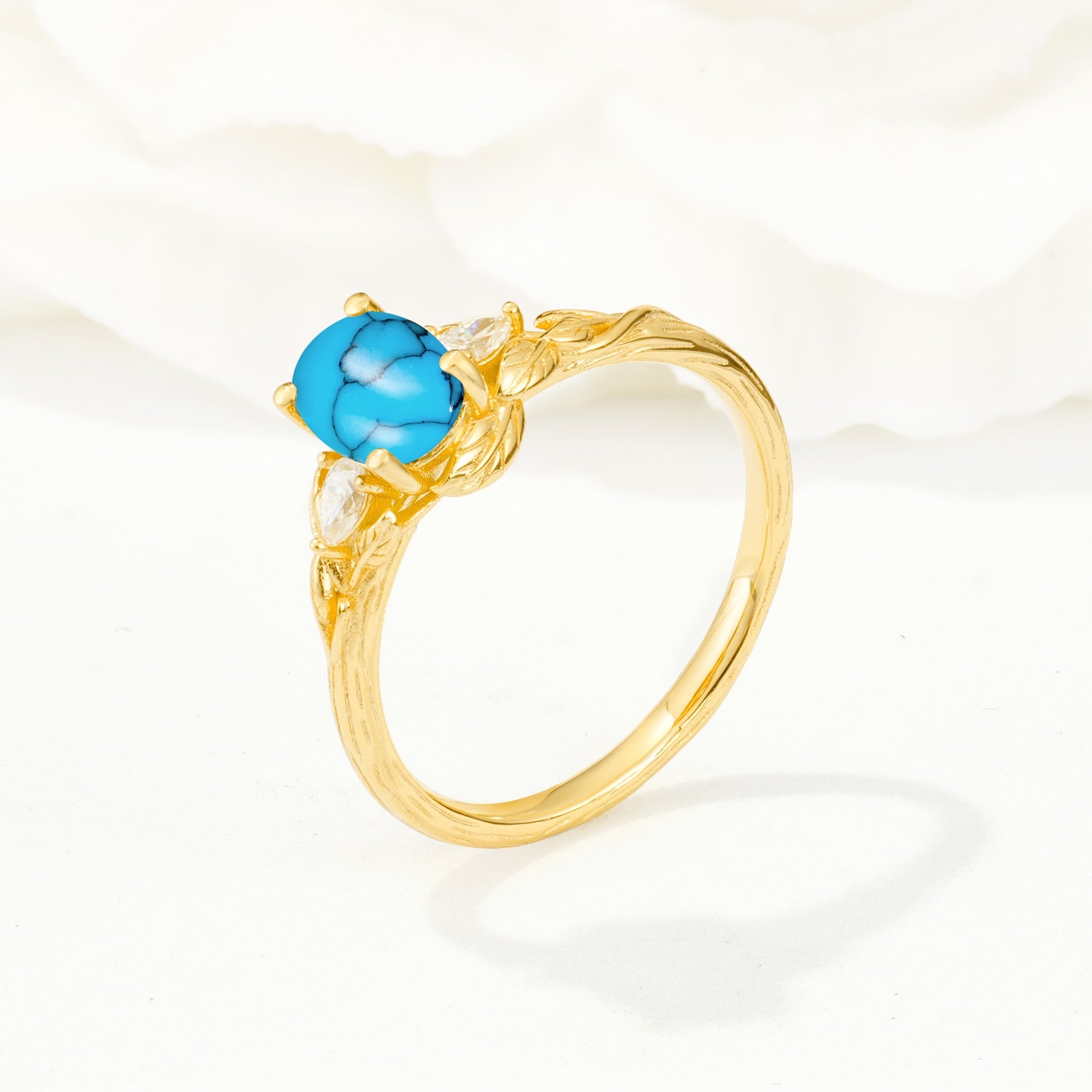 Nature Inspired Heart Cut Turquoise Bridal Ring Set - Additional view