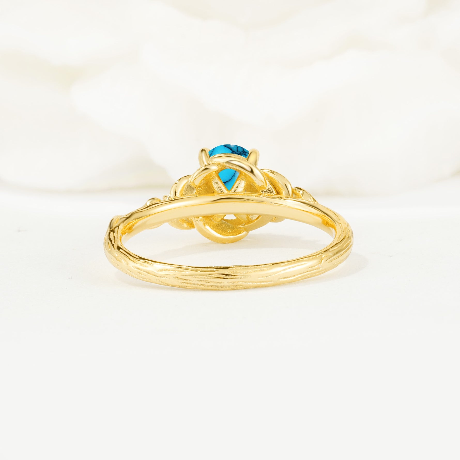 Nature Inspired Heart Cut Turquoise Bridal Ring Set - Additional view