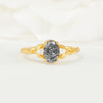 Nature Inspired Heart Cut Black Rutilated Quartz Bridal Ring Set - Additional view