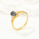 Nature Inspired Heart Cut Black Rutilated Quartz Bridal Ring Set - Additional view