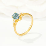 Nature Inspired Heart Cut Moss Agate Bridal Ring Set - Additional view