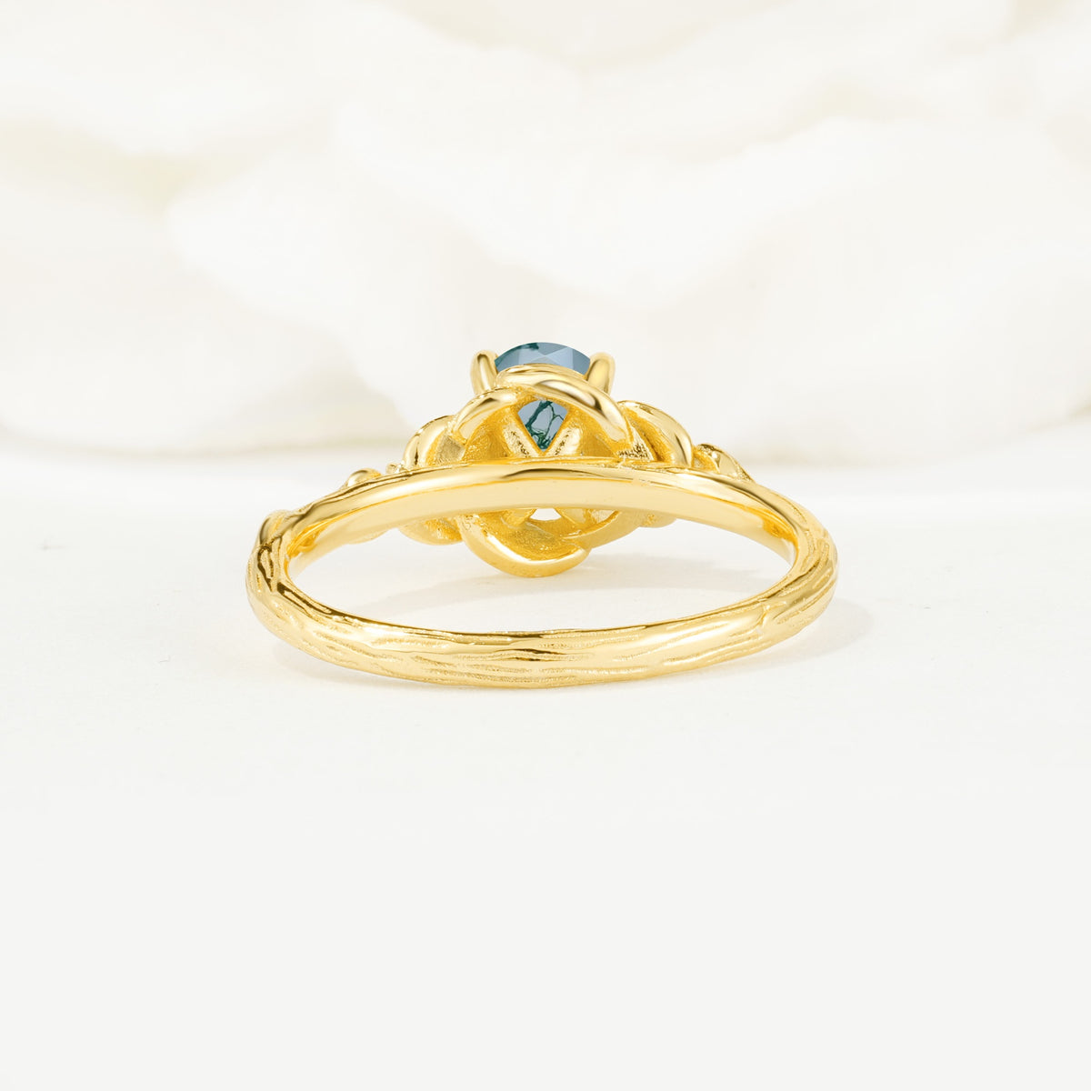 Nature Inspired Heart Cut Moss Agate Bridal Ring Set - Additional view