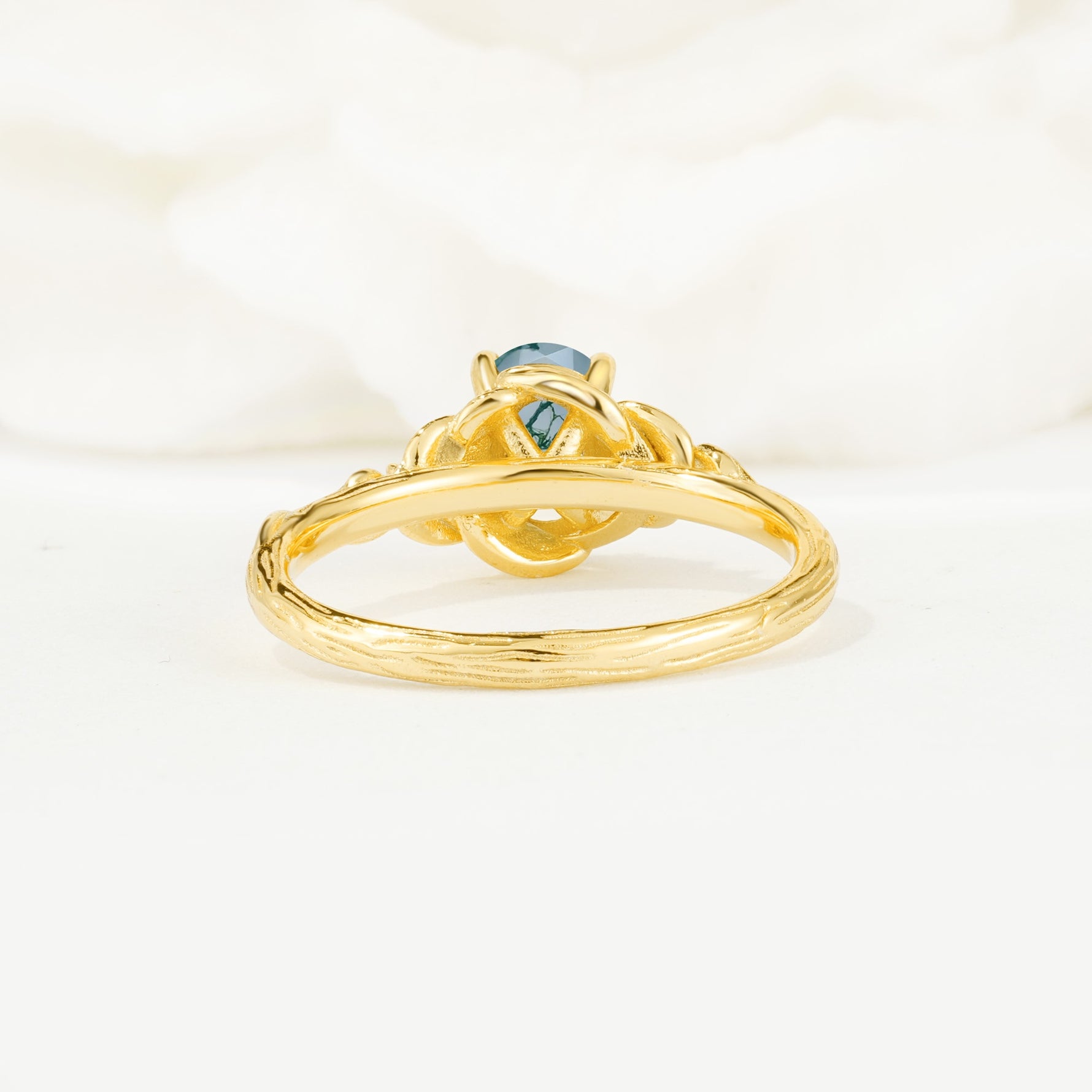 Nature Inspired Heart Cut Moss Agate Bridal Ring Set - Additional view