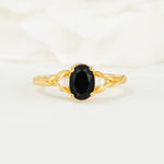 Nature Inspired Heart Cut Black Onyx Bridal Ring Set - Additional view