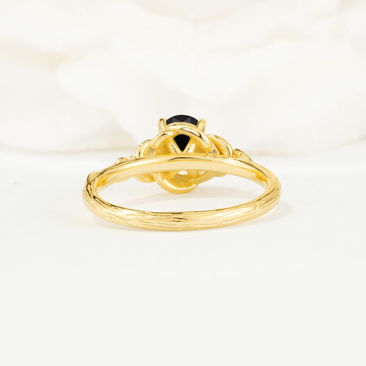 Nature Inspired Heart Cut Black Onyx Bridal Ring Set - Additional view