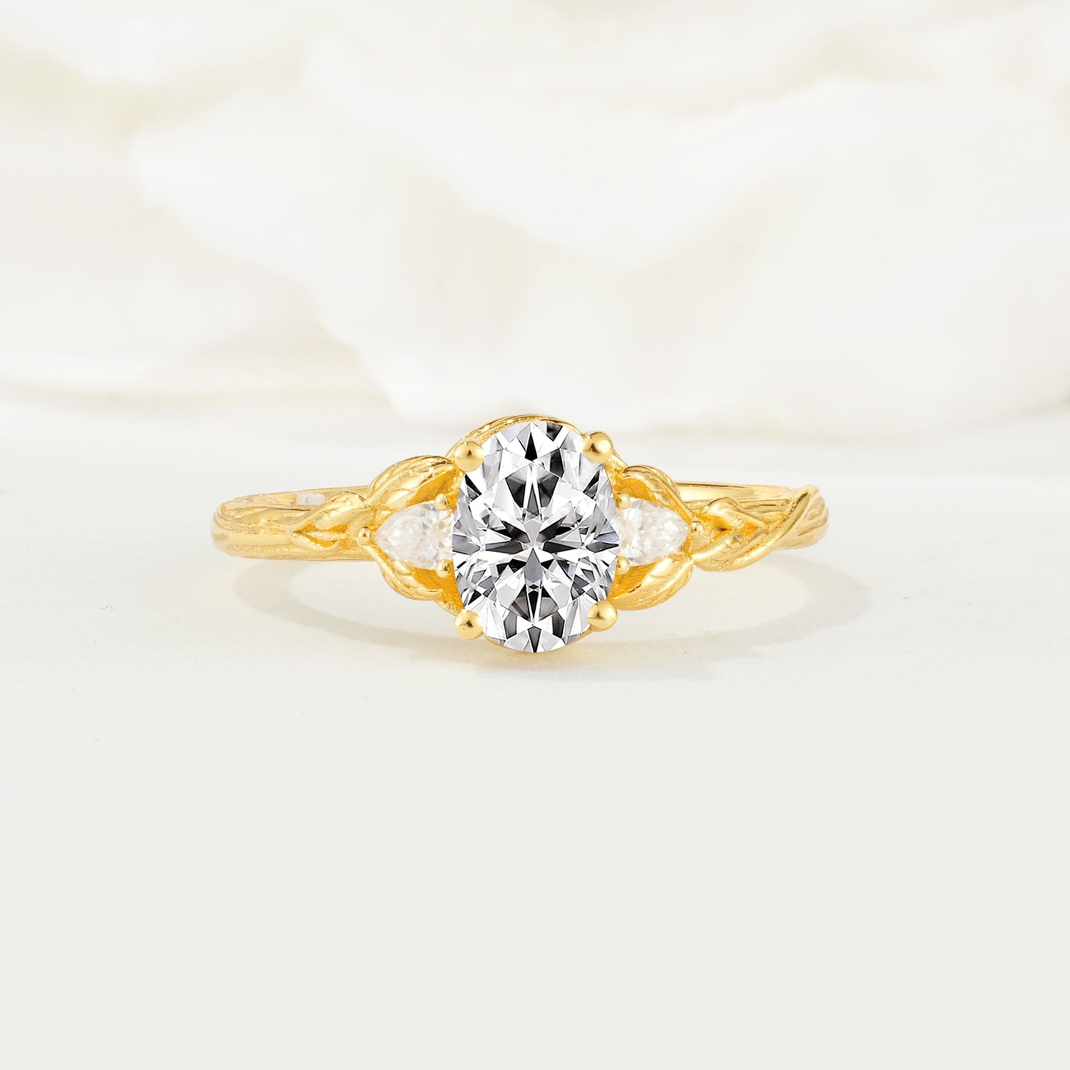 Nature Inspired Heart Cut Lab Diamond Bridal Ring Set - Additional view