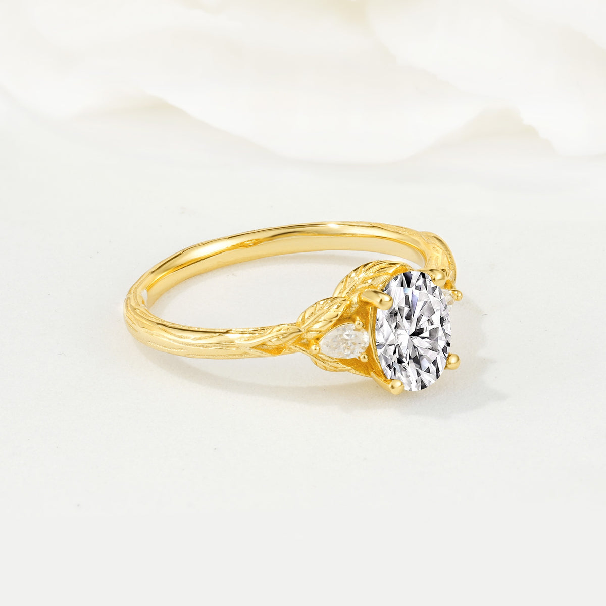 Nature Inspired Heart Cut Lab Diamond Bridal Ring Set - Additional view