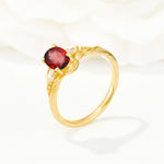 Nature Inspired Heart Cut Garnet Bridal Ring Set - Additional view