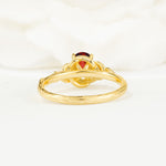Nature Inspired Heart Cut Garnet Bridal Ring Set - Additional view