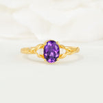 Nature Inspired Heart Cut Amethyst Bridal Ring Set - Additional view