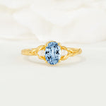 Nature Inspired Heart Cut Aquamarine Bridal Ring Set - Additional view