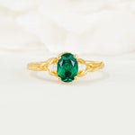 Nature Inspired Heart Cut Emerald Bridal Ring Set - Additional view