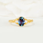 Nature Inspired Heart Cut Alexandrite Bridal Ring Set - Additional view