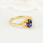 Nature Inspired Heart Cut Alexandrite Bridal Ring Set - Additional view