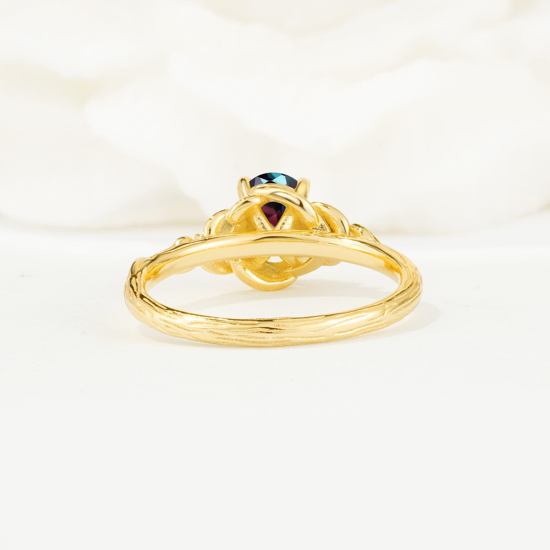 Nature Inspired Heart Cut Alexandrite Bridal Ring Set - Additional view