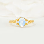 Nature Inspired Heart Cut Moonstone Bridal Ring Set - Additional view