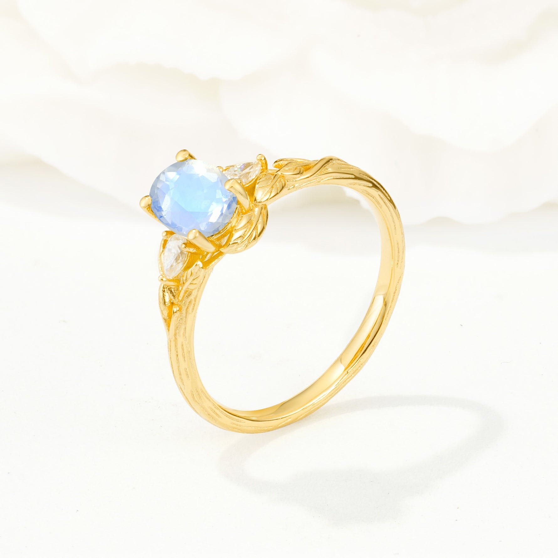 Nature Inspired Heart Cut Moonstone Bridal Ring Set - Additional view